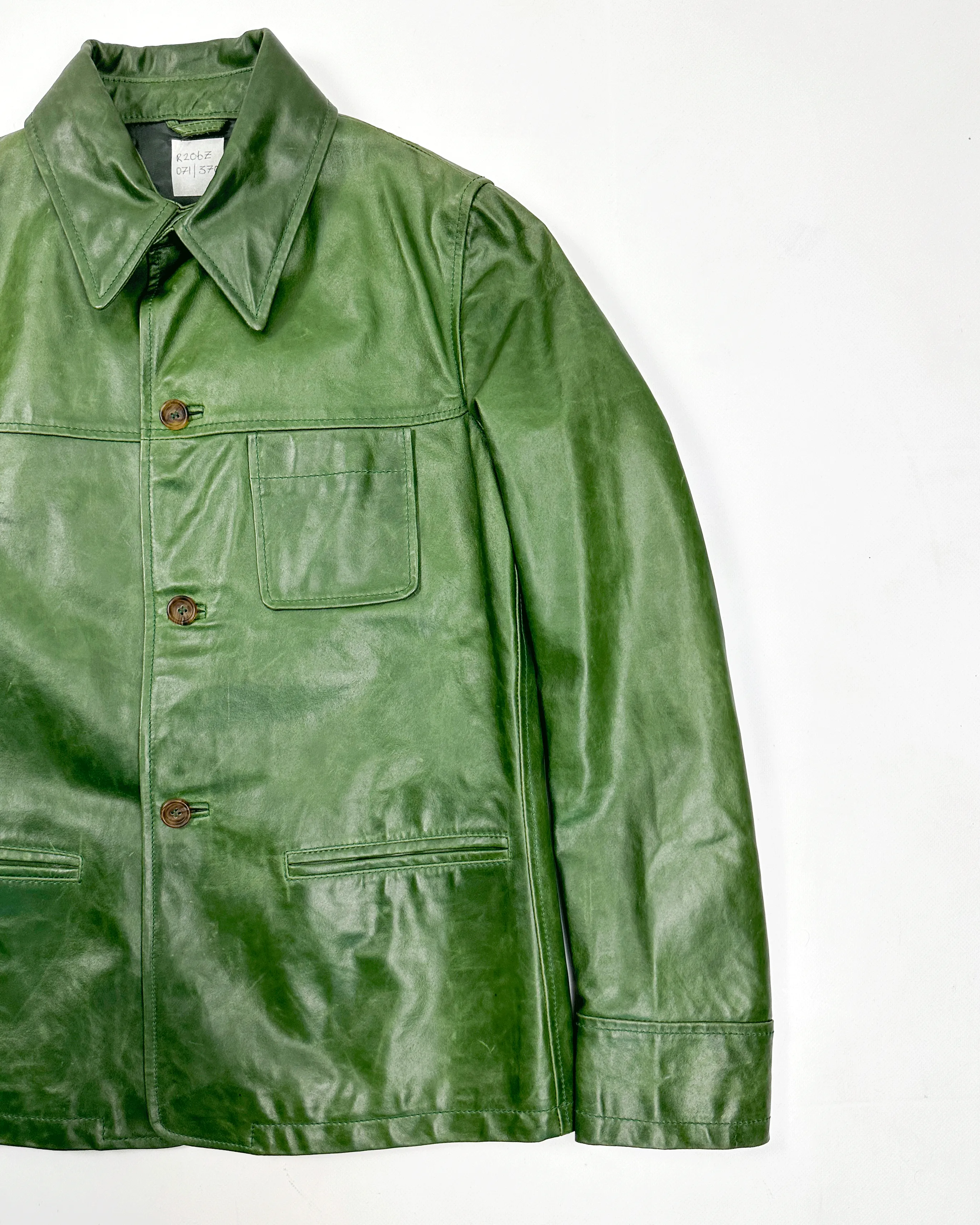 Romeo Gigli Green Leather Straight Jacket S/S 1997