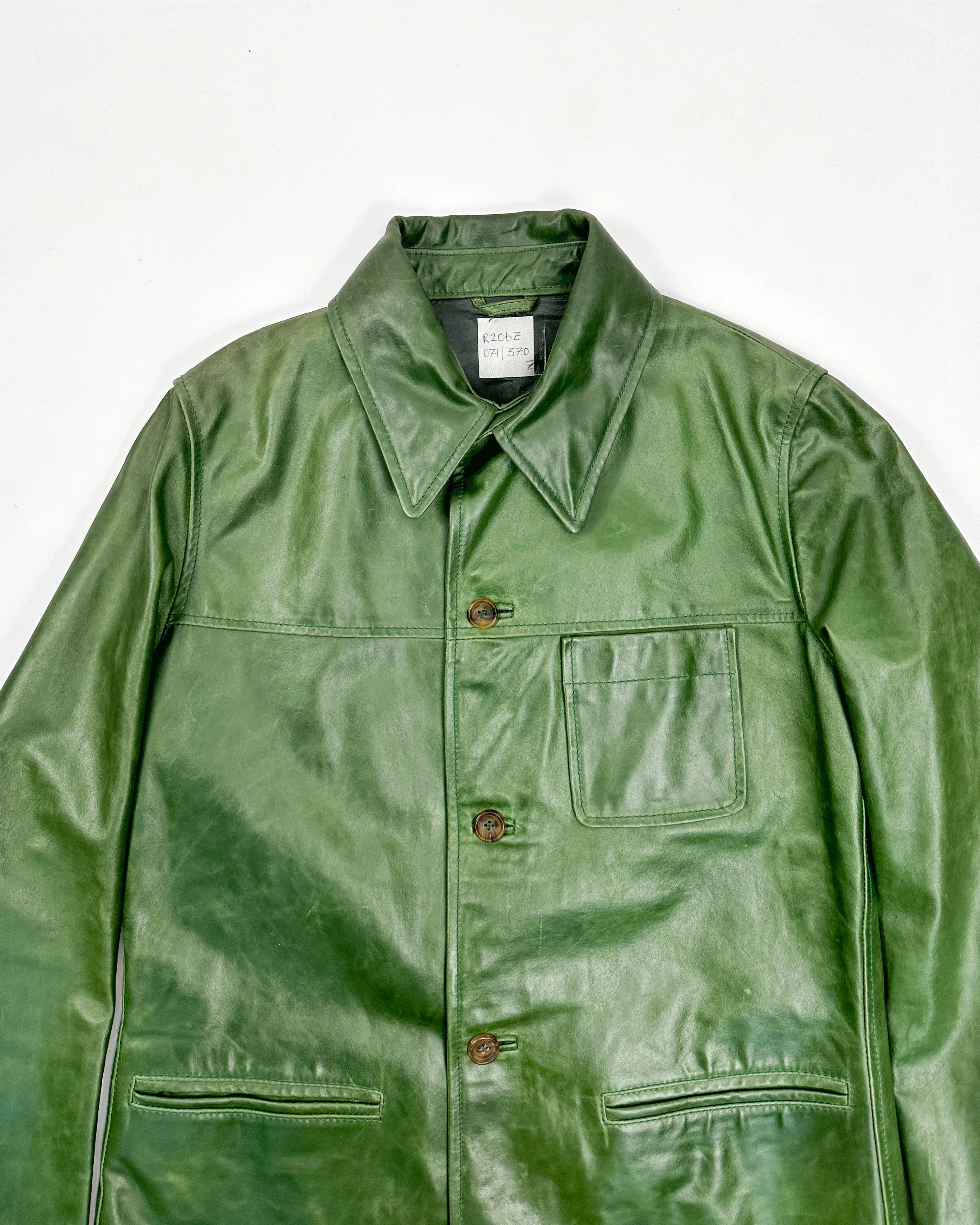 Romeo Gigli Green Leather Straight Jacket S/S 1997