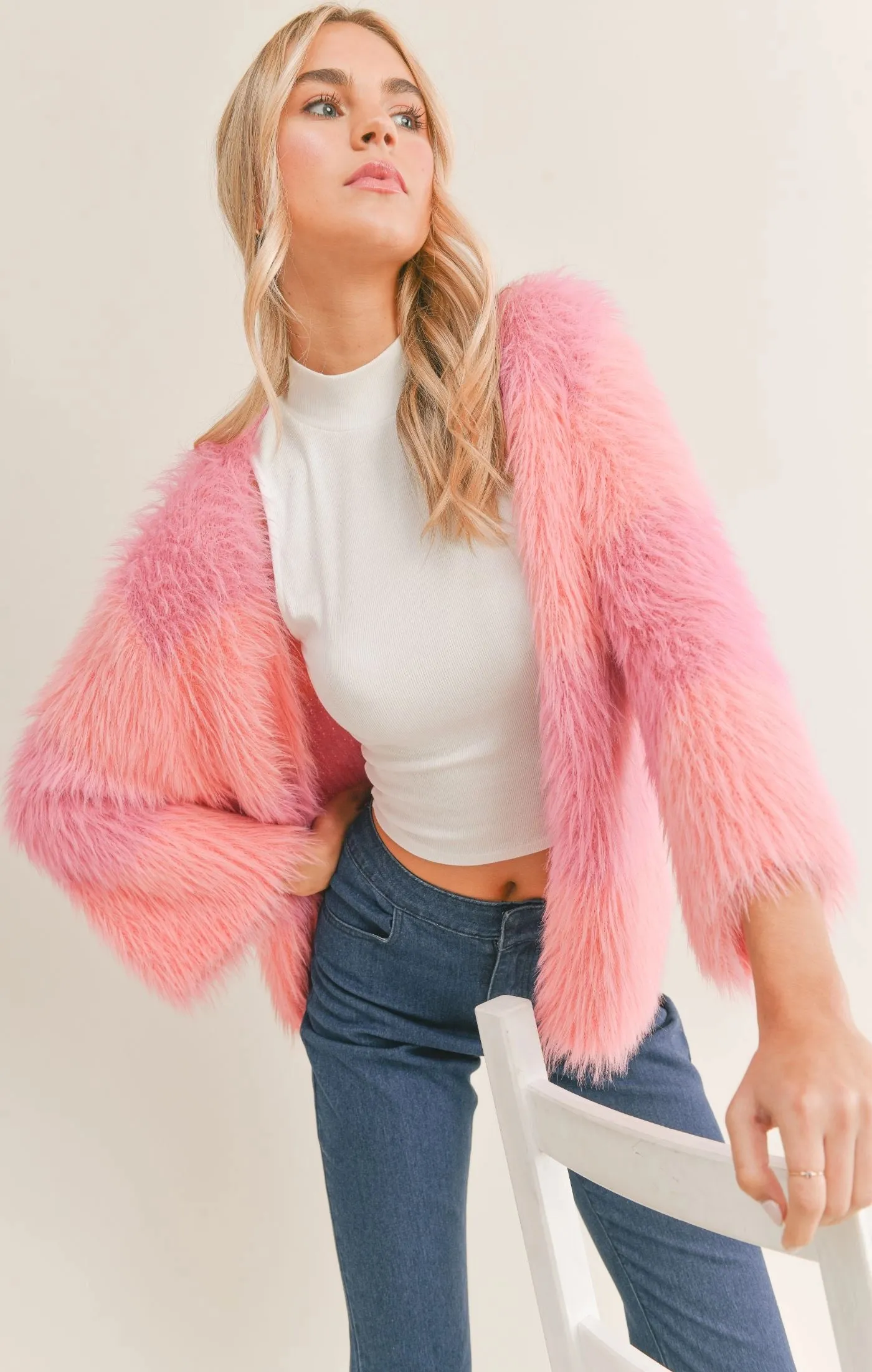 Sadie & Sage Layla Fuzzy Colorblock Cardigan