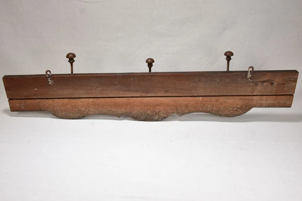 Salvaged 19th Century coat rack with olive tree marquetry 44"