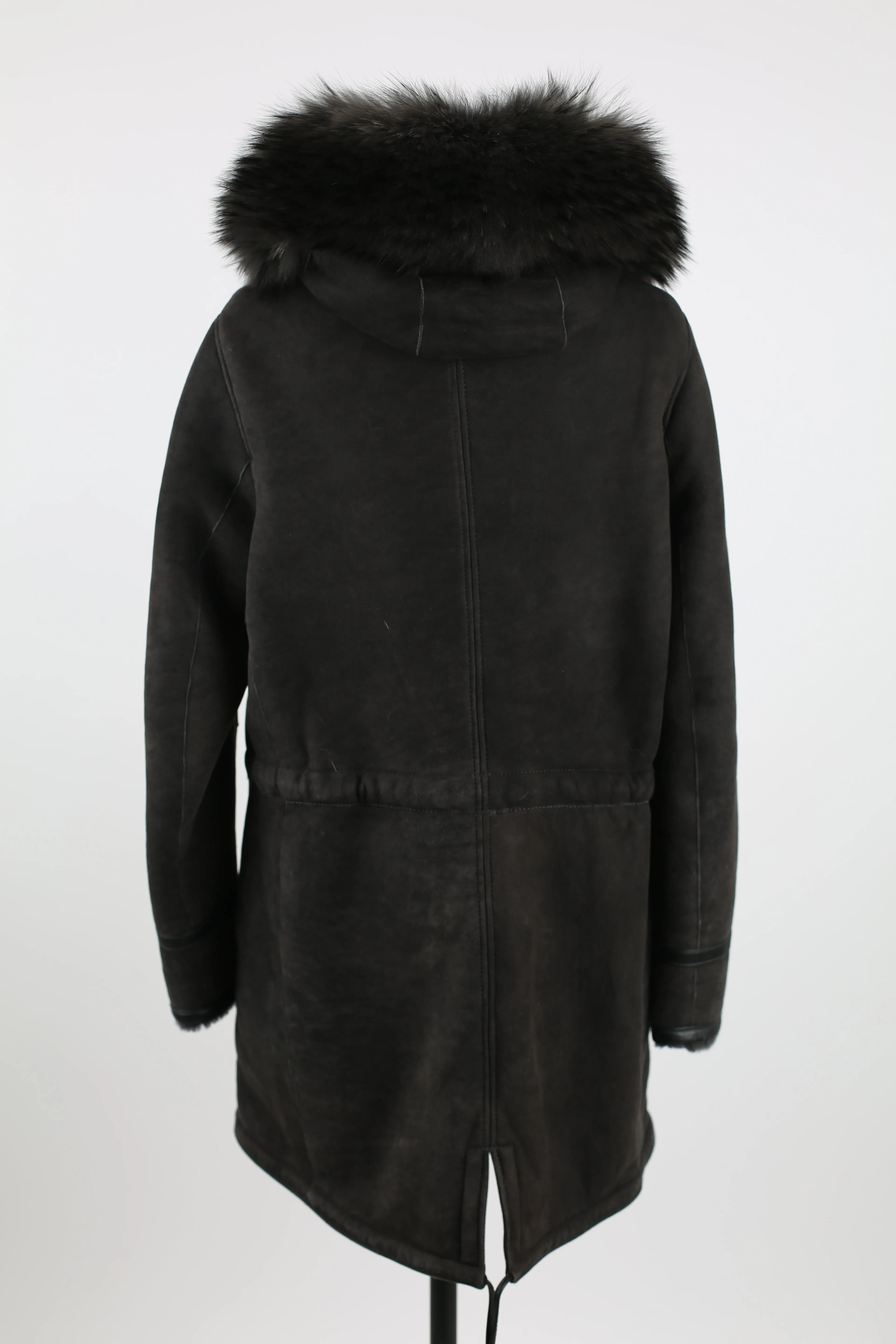 Shearling Lined Suede Parka W/ Fur Hood