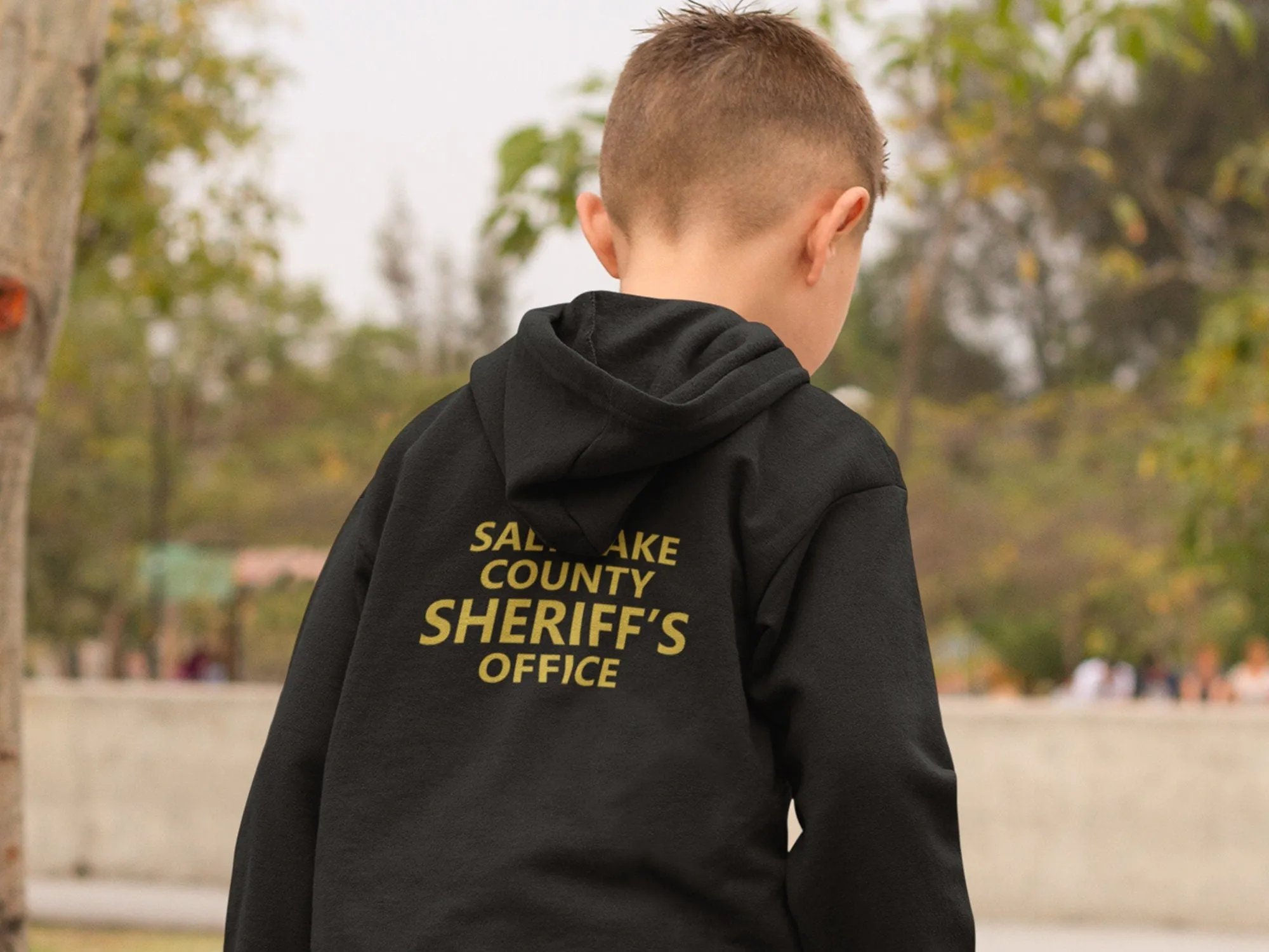 Sheriff Black Toddler Hoodie with Shield and Personalized Name - Optional County Sheriff's Office on Back