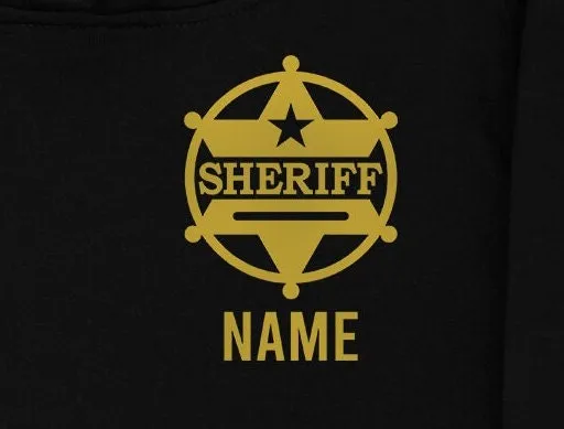 Sheriff Black Toddler Hoodie with Shield and Personalized Name - Optional County Sheriff's Office on Back