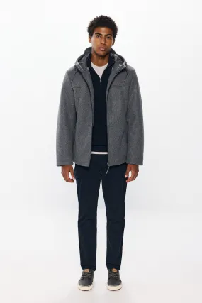 Short Wool -Effect Parka - Grey