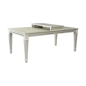 Silver Extendable Dining Table with Acrylic Inset - Seats 8