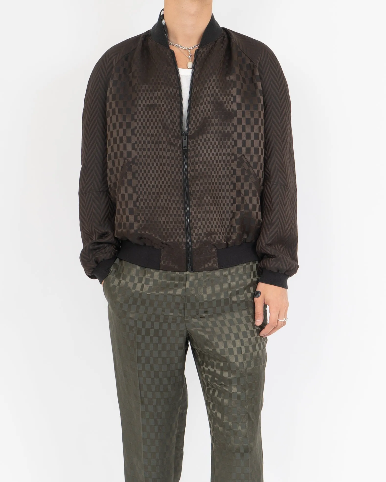 SS21 Brown Chevron Jacquard Bomber