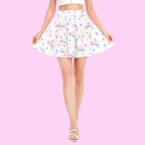 Starry Party White Ruffled Mini Skirt