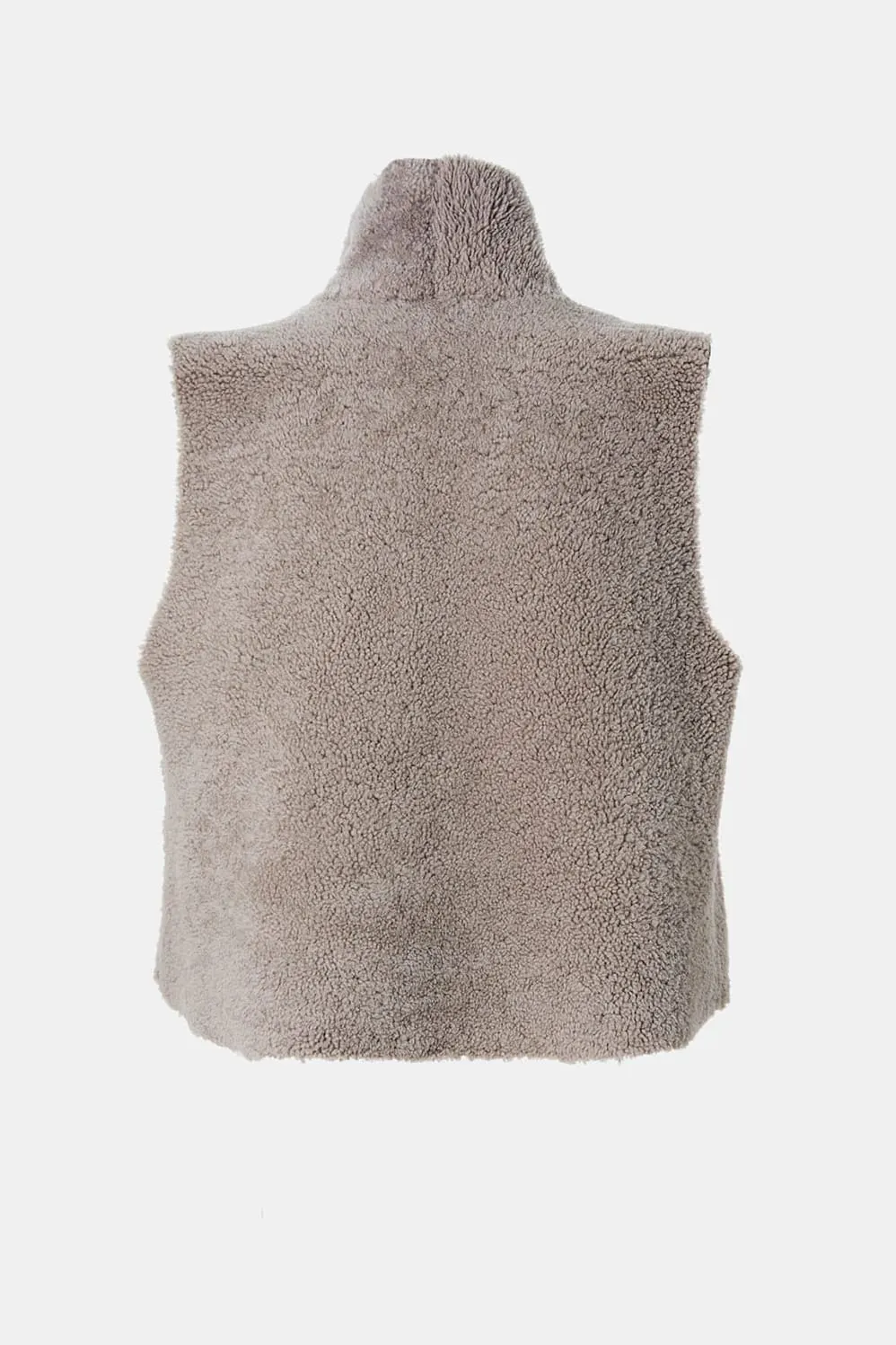 Stone Curly Shearling Vest