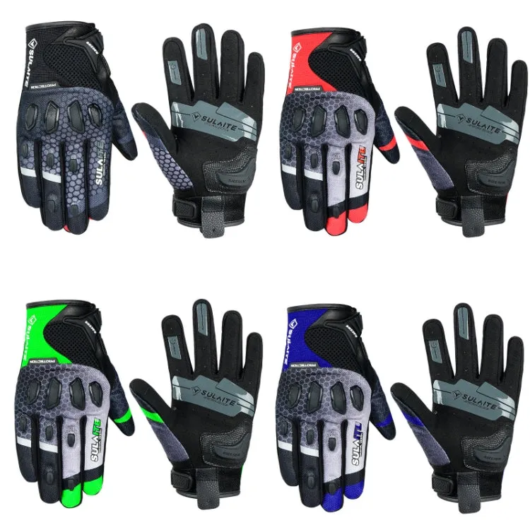 SULAITE Motorcycle Anti-fall Touch Screen Breathable Mesh Cycling Gloves, Size: XL(Black Green)