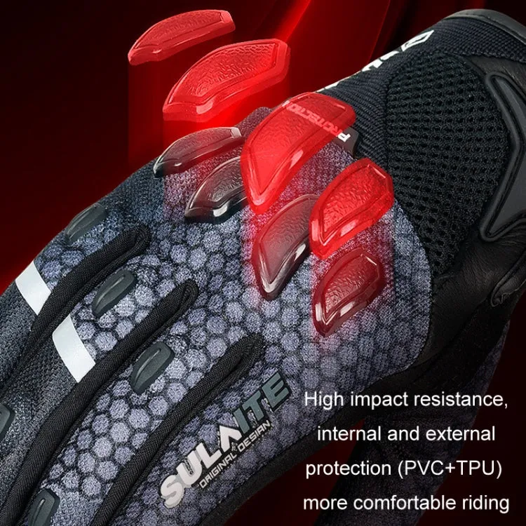 SULAITE Motorcycle Anti-fall Touch Screen Breathable Mesh Cycling Gloves, Size: XL(Black)