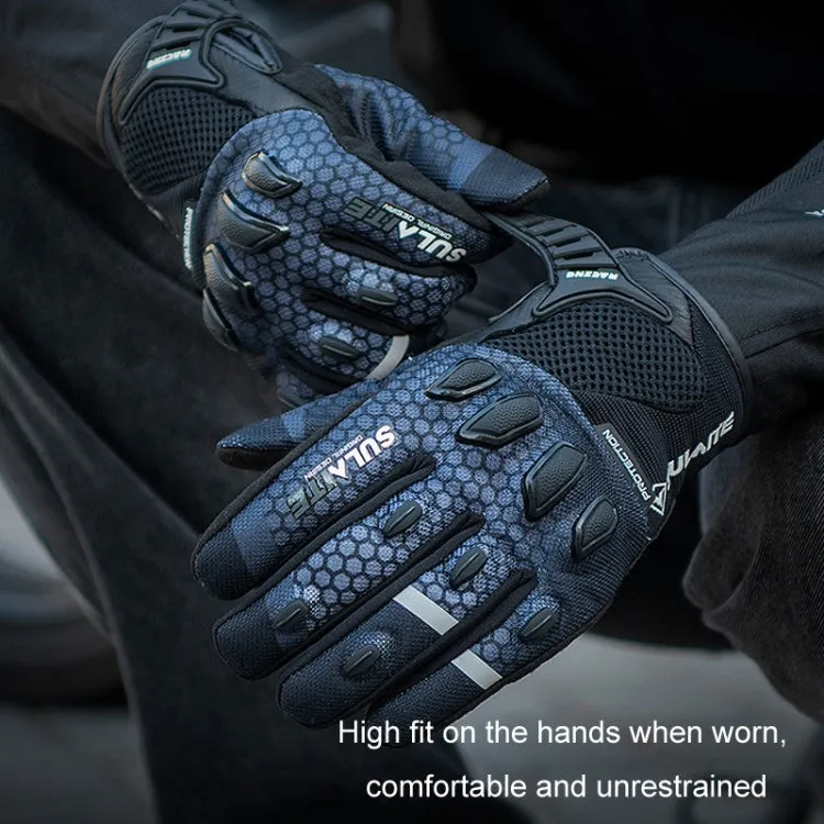 SULAITE Motorcycle Anti-fall Touch Screen Breathable Mesh Cycling Gloves, Size: XL(Black)