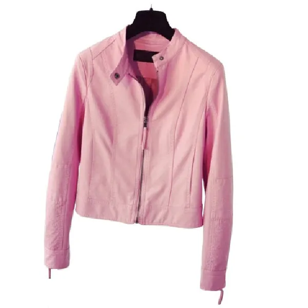 Sweet Pink Leather Jacket