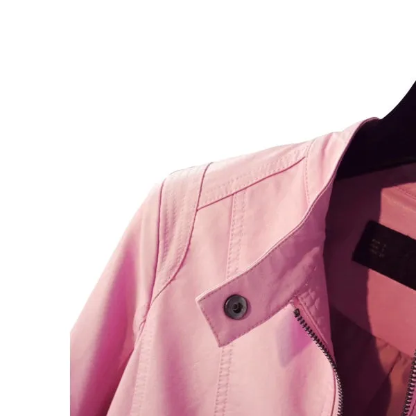 Sweet Pink Leather Jacket