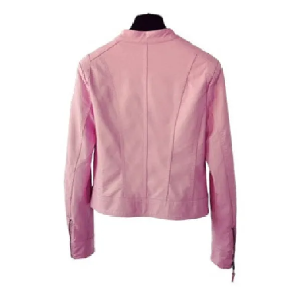 Sweet Pink Leather Jacket