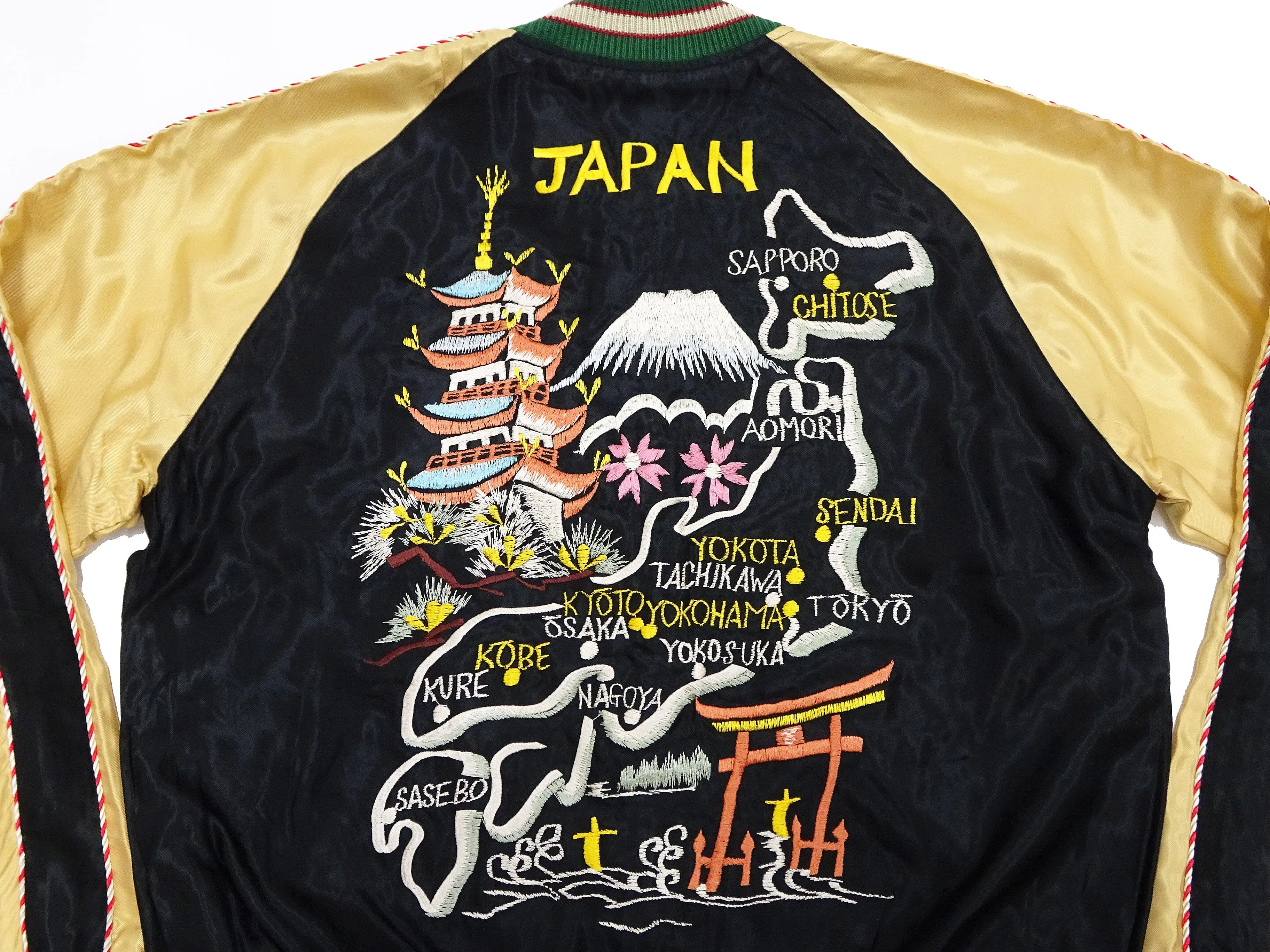 Tailor Toyo Sukajan Jacket Men's Japanese Souvenir Jacket Japan Map x Gold Dragon Embroidery TT15542 TT15542-119 Black x Blue