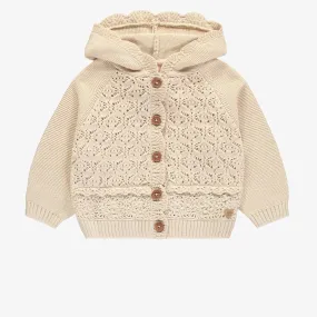 The Allison Hooded Crochet Cardigan - BABY