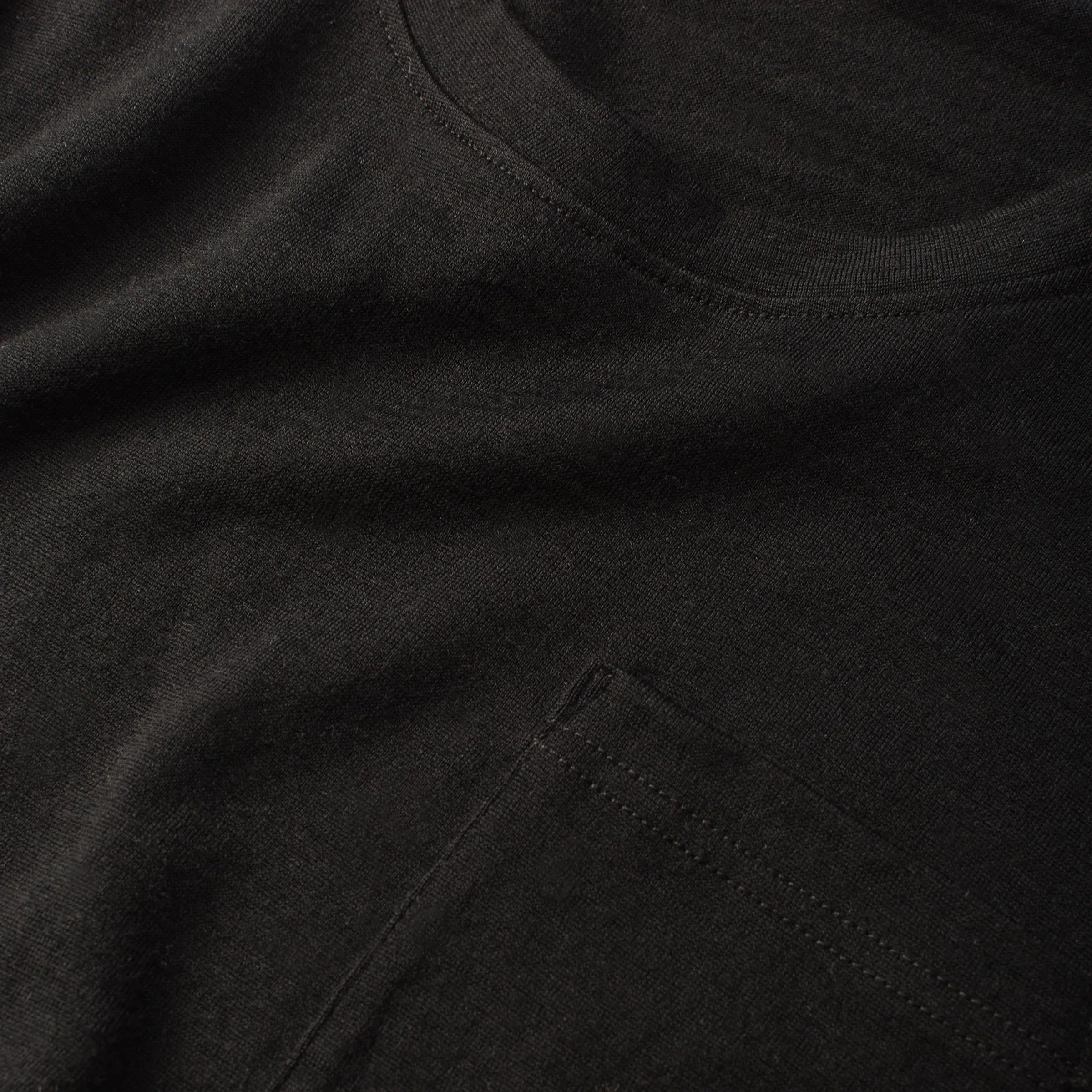 The Crewneck Pocket Tee in Black Merino