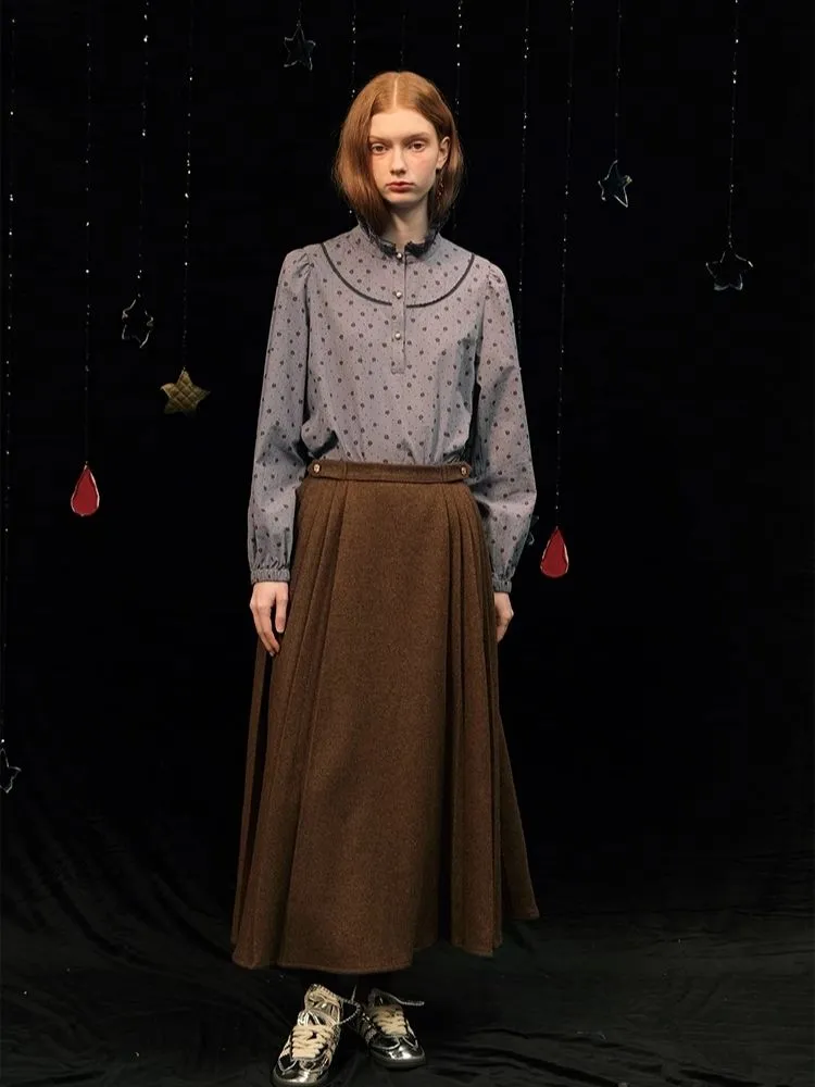 Tweed short jacket long pleated skirt suit【s0000005940】