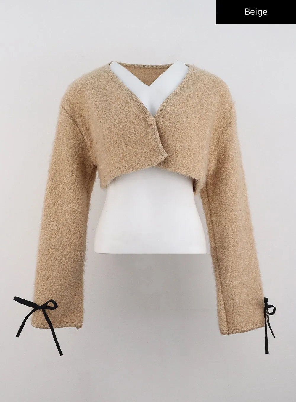 V-Neck Faux Fur Crop Jacket CD301