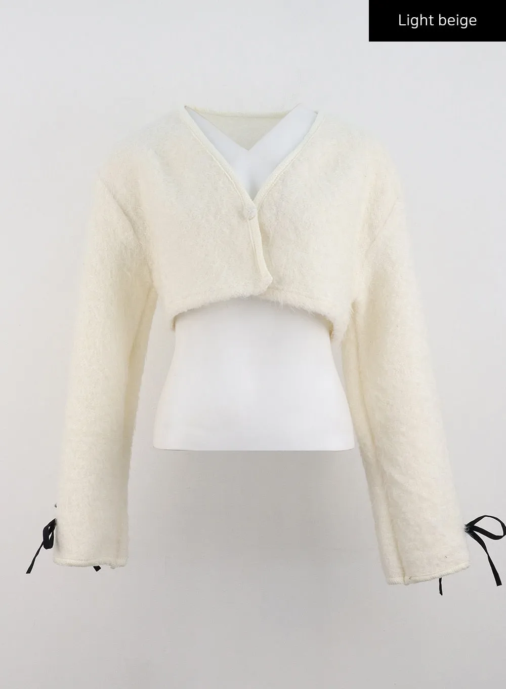 V-Neck Faux Fur Crop Jacket CD301