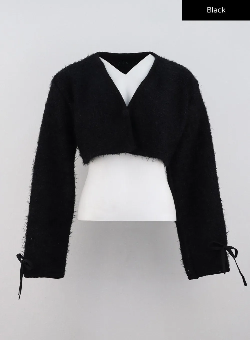 V-Neck Faux Fur Crop Jacket CD301