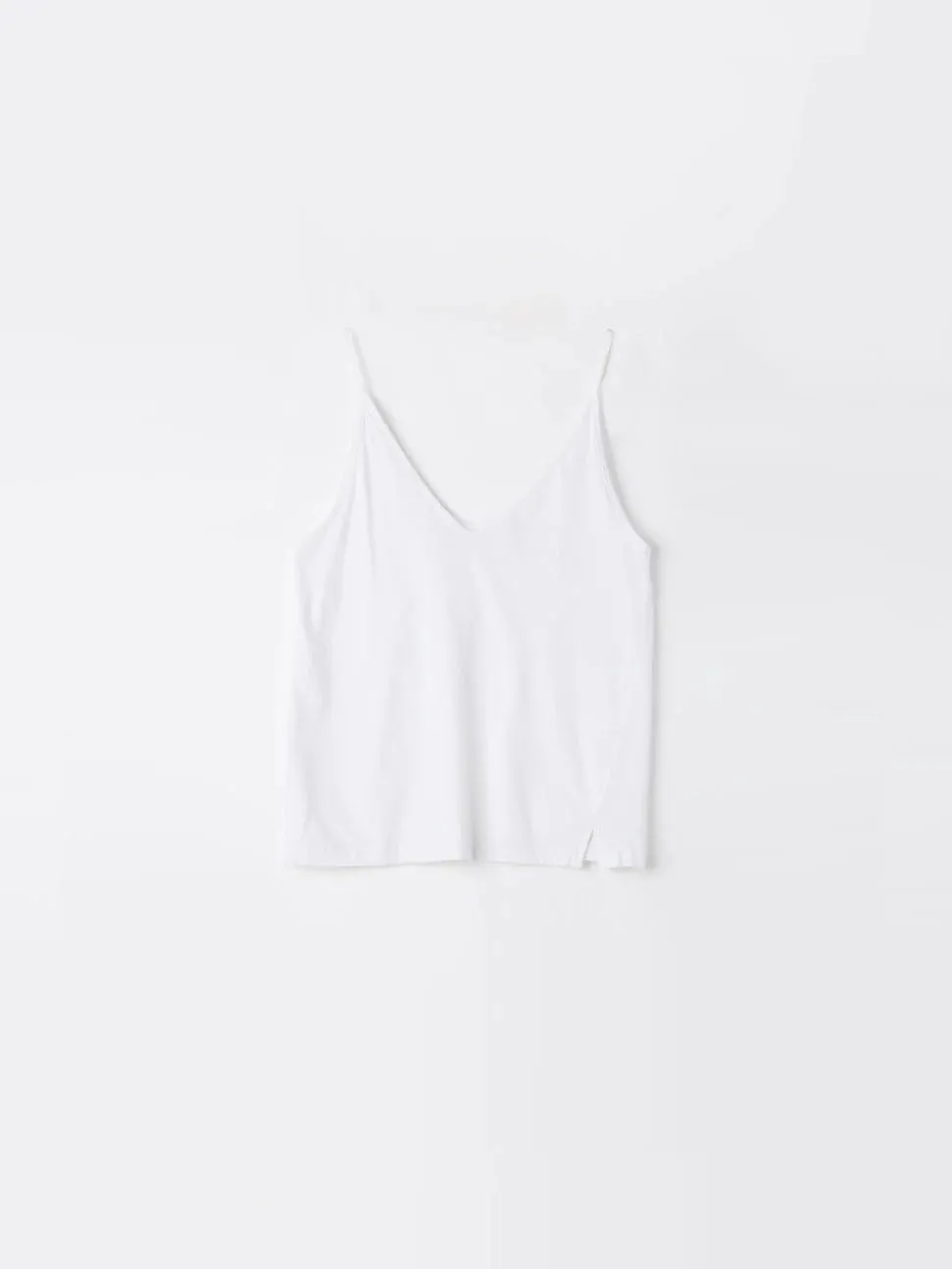 V NECK JERSEY CAMISOLE - WHITE