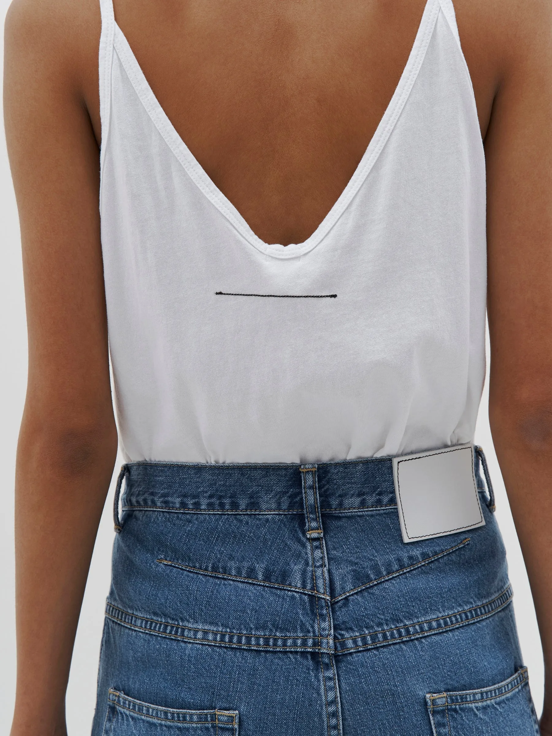 V NECK JERSEY CAMISOLE - WHITE