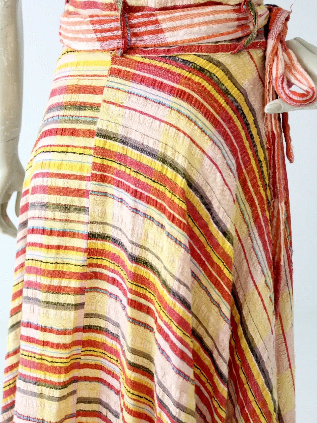 vintage 1970's striped gauze wrap skirt