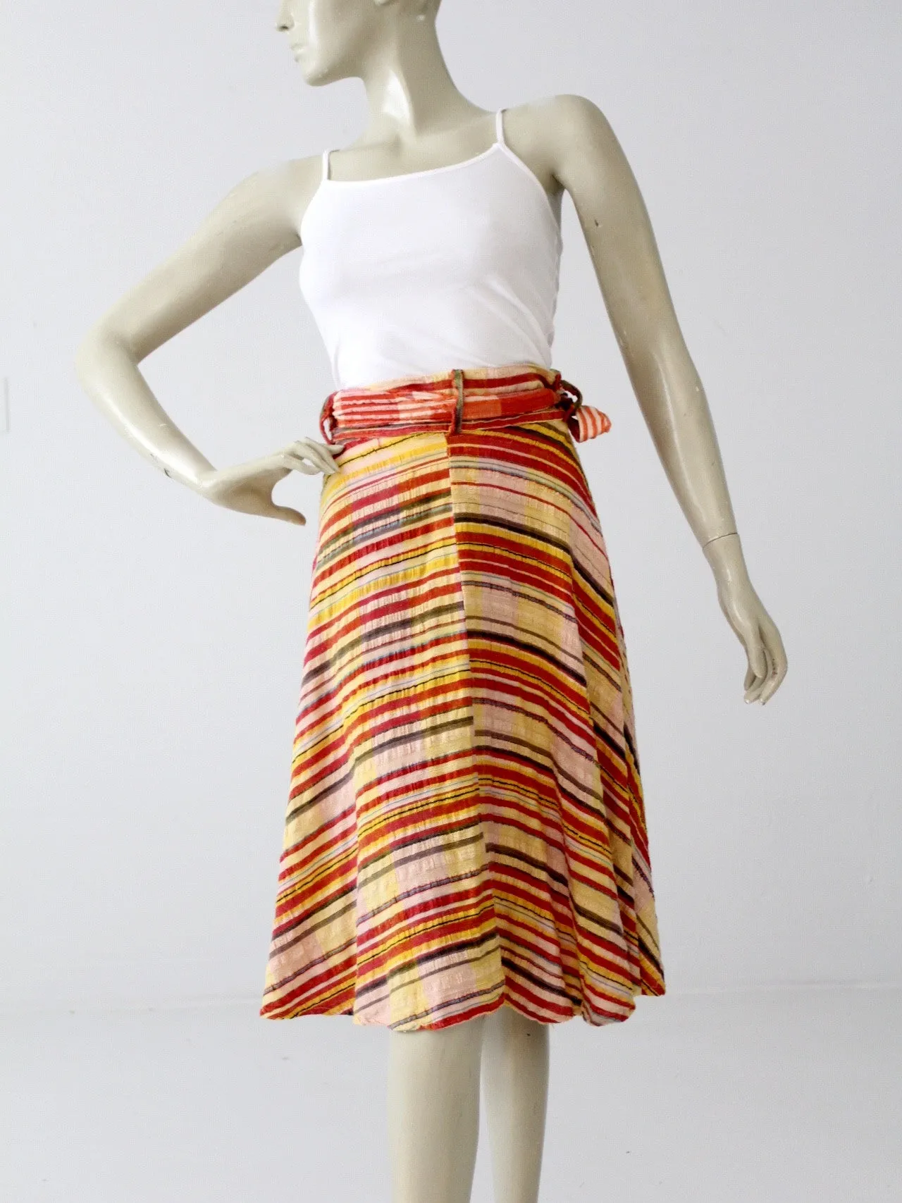 vintage 1970's striped gauze wrap skirt