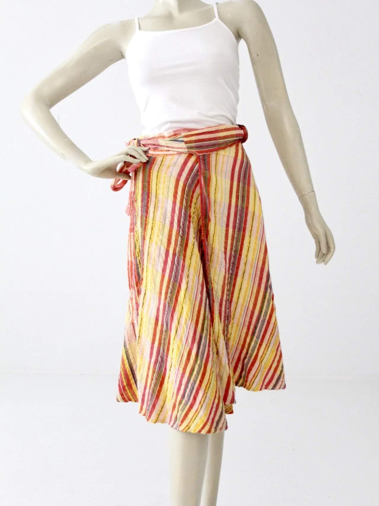 vintage 1970's striped gauze wrap skirt