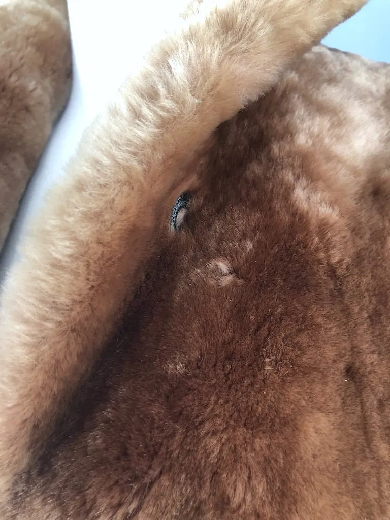 Vintage Caramel Mouton Fur Coat