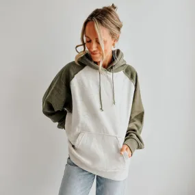 Vintage Heather Hoodie - Oatmeal & Army Green