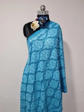 Viscose Shawl Sky Blue Sequins Embroidery Work Shawl