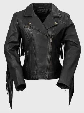 WBL1503 DAISY WOMENS FASHION LEATHER JACKET BLACK