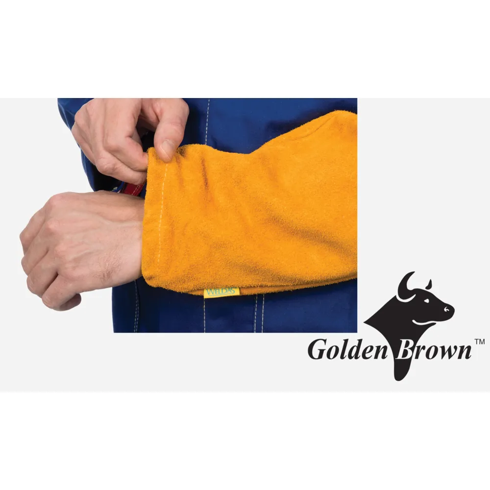 Weldas 44-2321 Golden Brown 21" Leather Welding Sleeves Pair w Hook & Loop OSFA