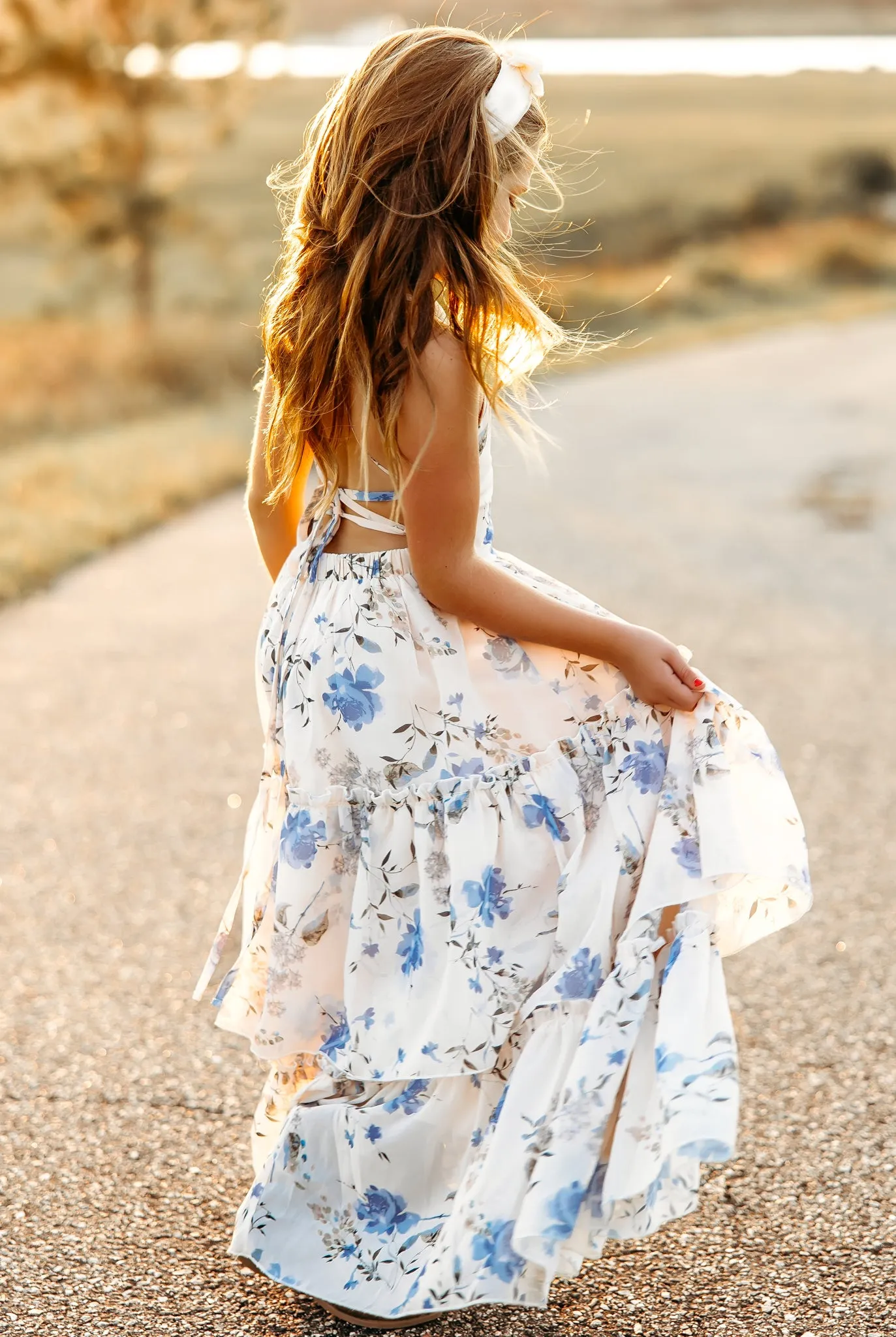 Wendy Dress (floral blue chiffon)