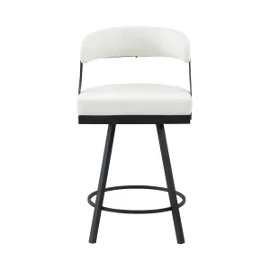 White Swivel Counter Height Chair - Faux Leather - Set of 2