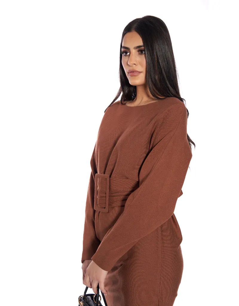 Wide Belt Knit Dress