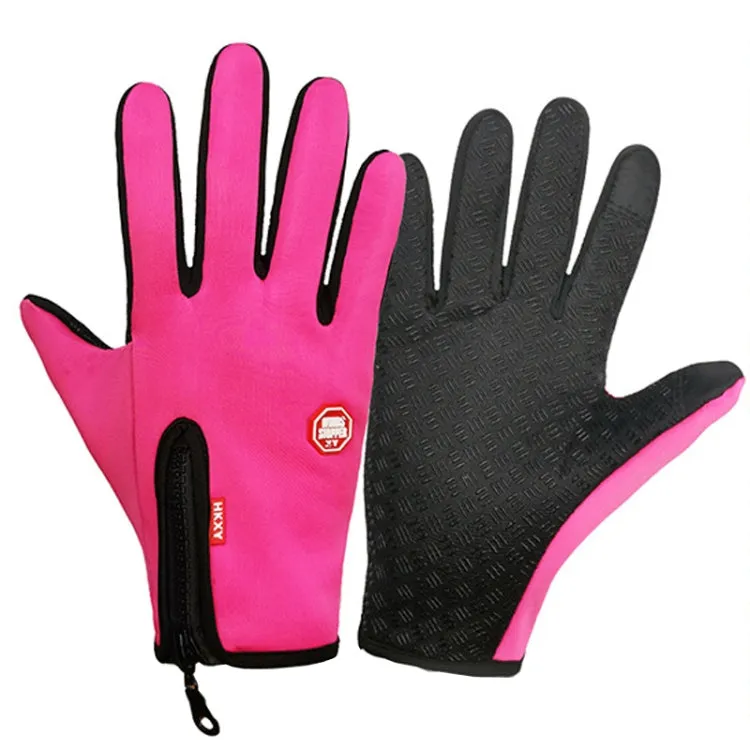 Winter Outdoor Riding Sports Waterproof Touch Screen Glove, Size: XL(H041 Red)