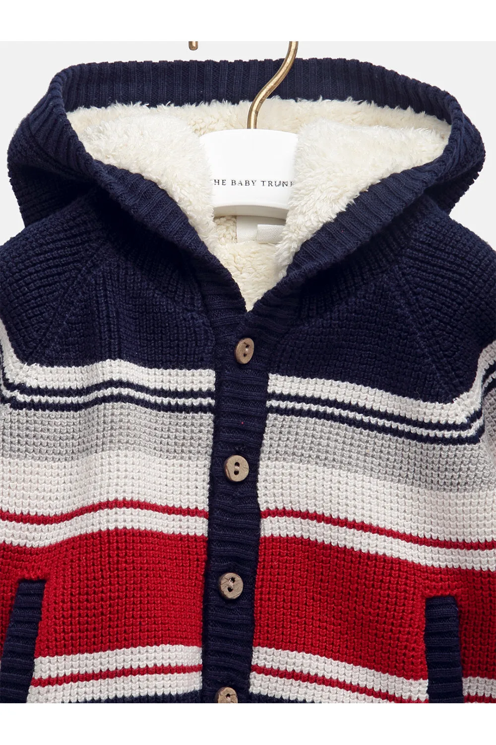 Winter Red & Blue Stripe Cardigan