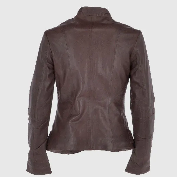 Women Ashwood Leather Jacket Mid Brown