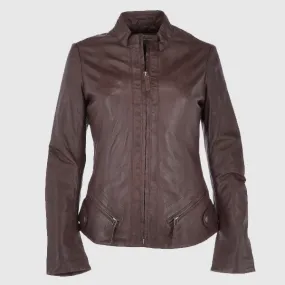 Women Ashwood Leather Jacket Mid Brown