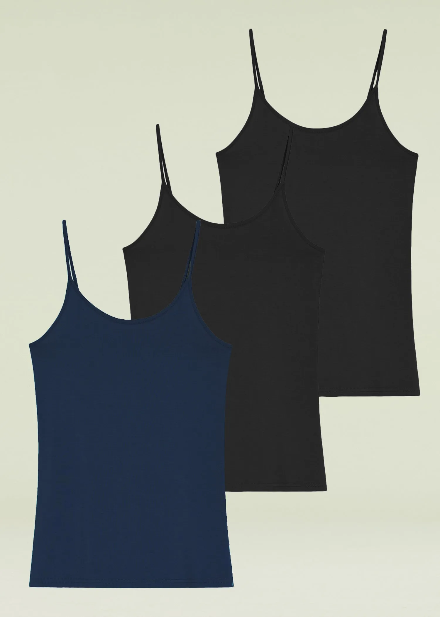 Women's Bamboo Viscose Adjustable Strap Cami Tank Top 3 Pack