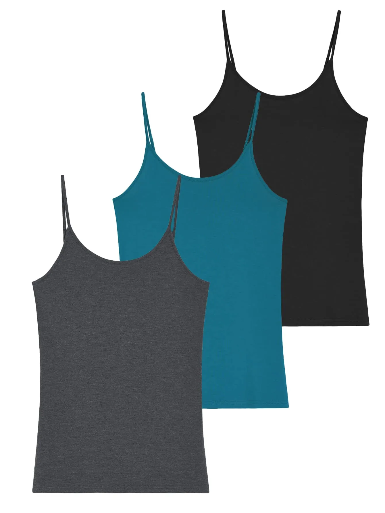 Women's Bamboo Viscose Adjustable Strap Cami Tank Top 3 Pack