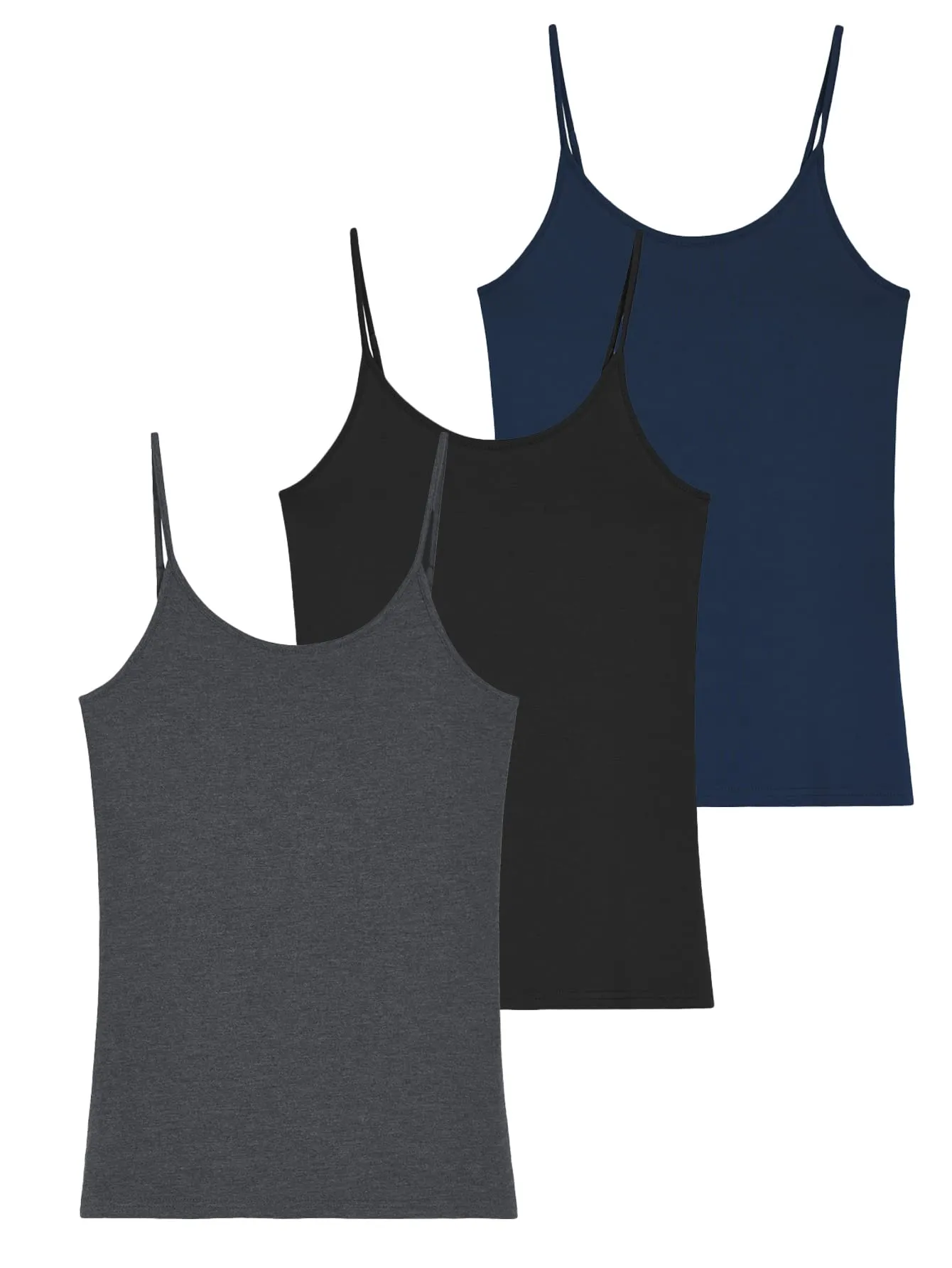 Women's Bamboo Viscose Adjustable Strap Cami Tank Top 3 Pack