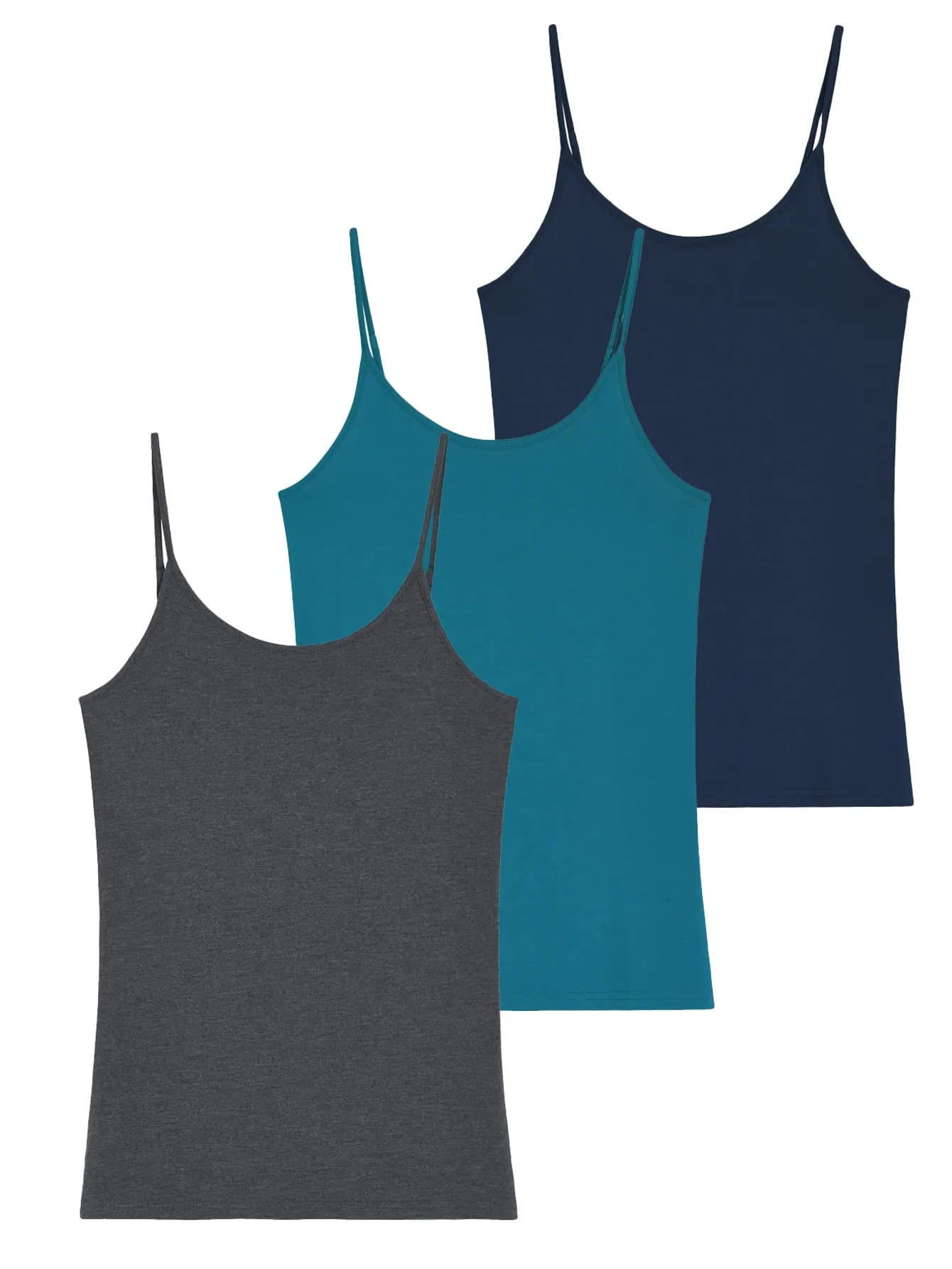 Women's Bamboo Viscose Adjustable Strap Cami Tank Top 3 Pack