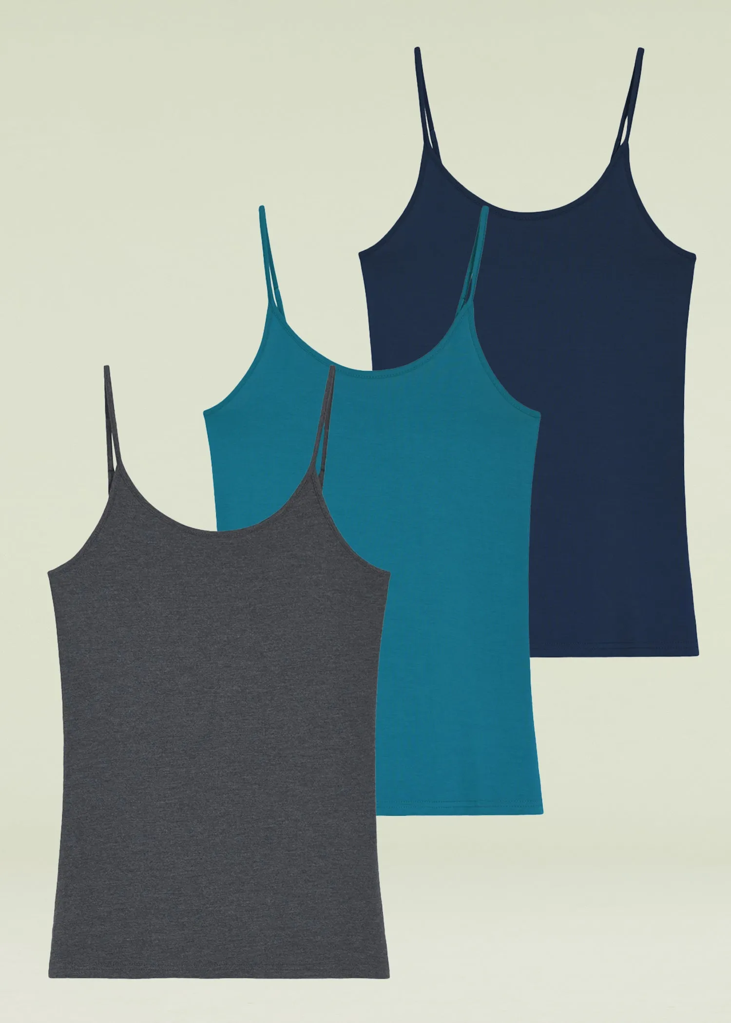 Women's Bamboo Viscose Adjustable Strap Cami Tank Top 3 Pack