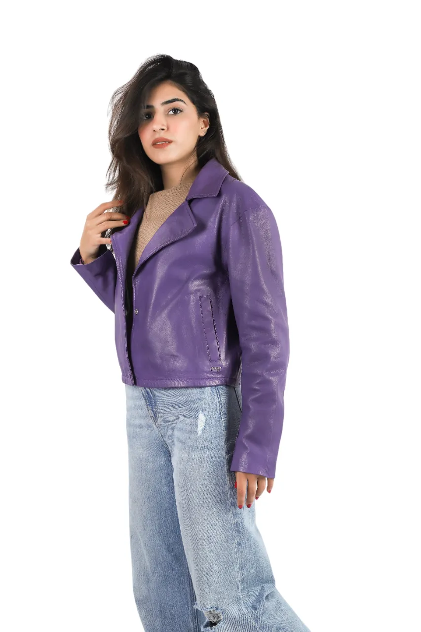 Womens Biker Fashion Style Leather Wine Outwear Jacket - ELF20