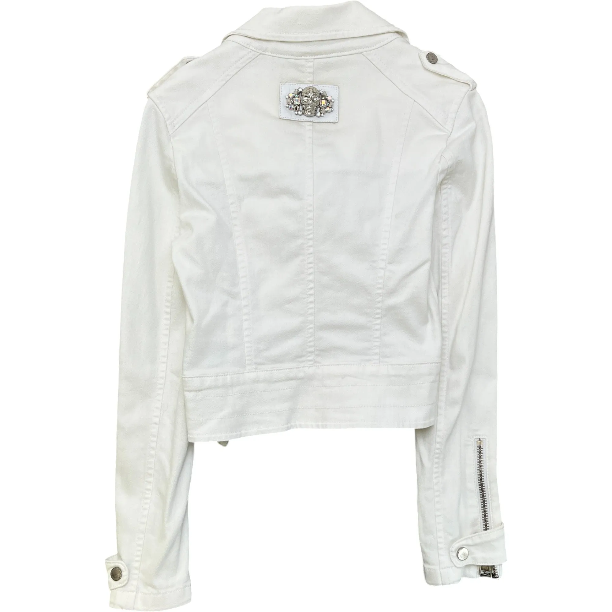 Women's Embellished Skull Jacket White Size S