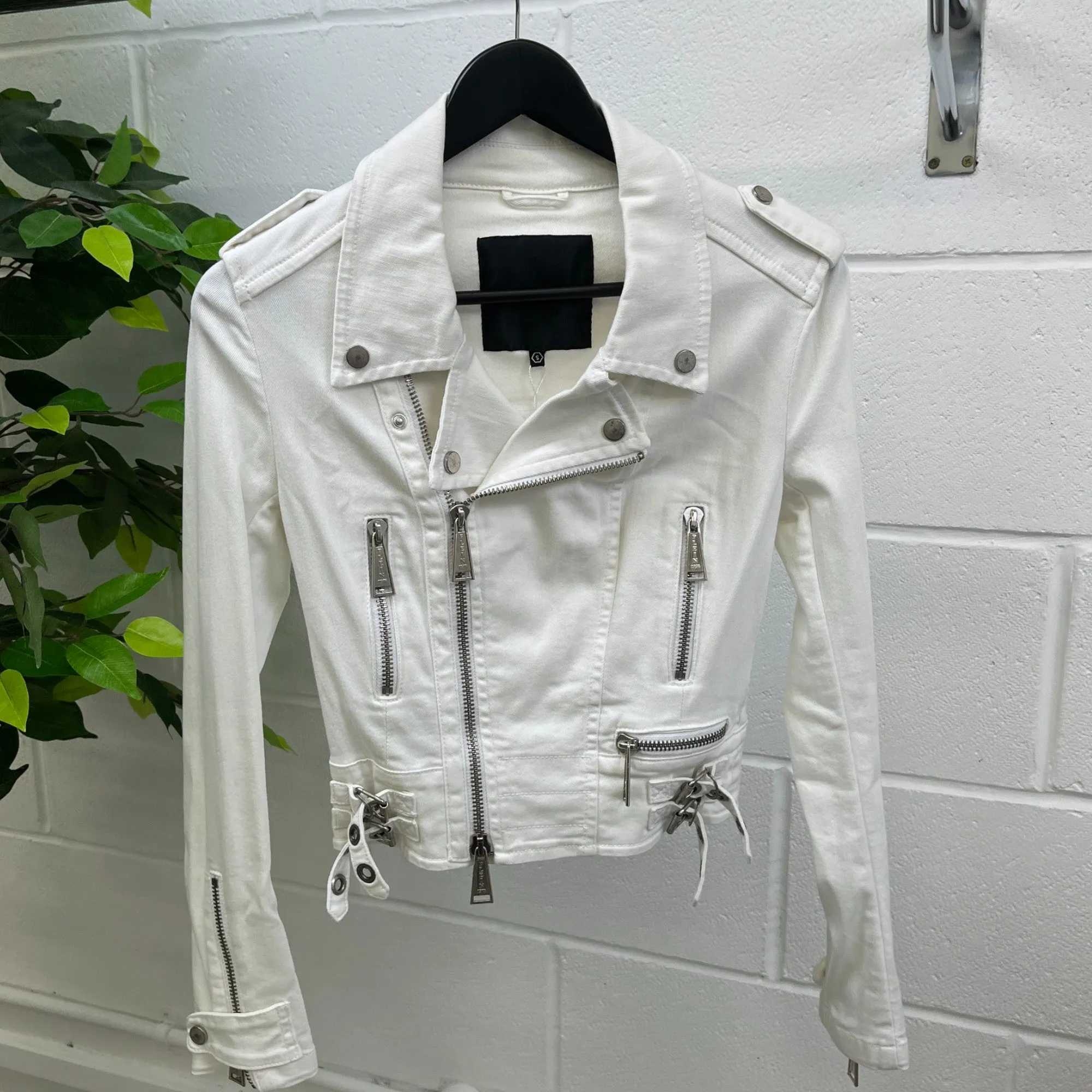 Women's Embellished Skull Jacket White Size S